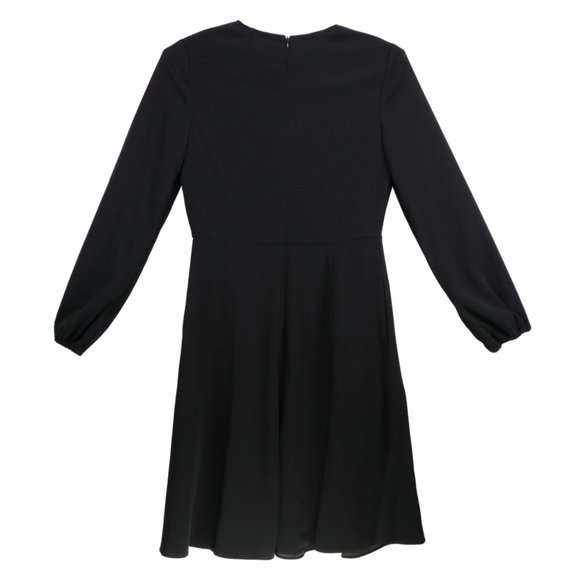 NWT Co Collections Peasant Sleeve Short Dress in Black Stretch Crepe in Sz Small - Picture 2 of 9